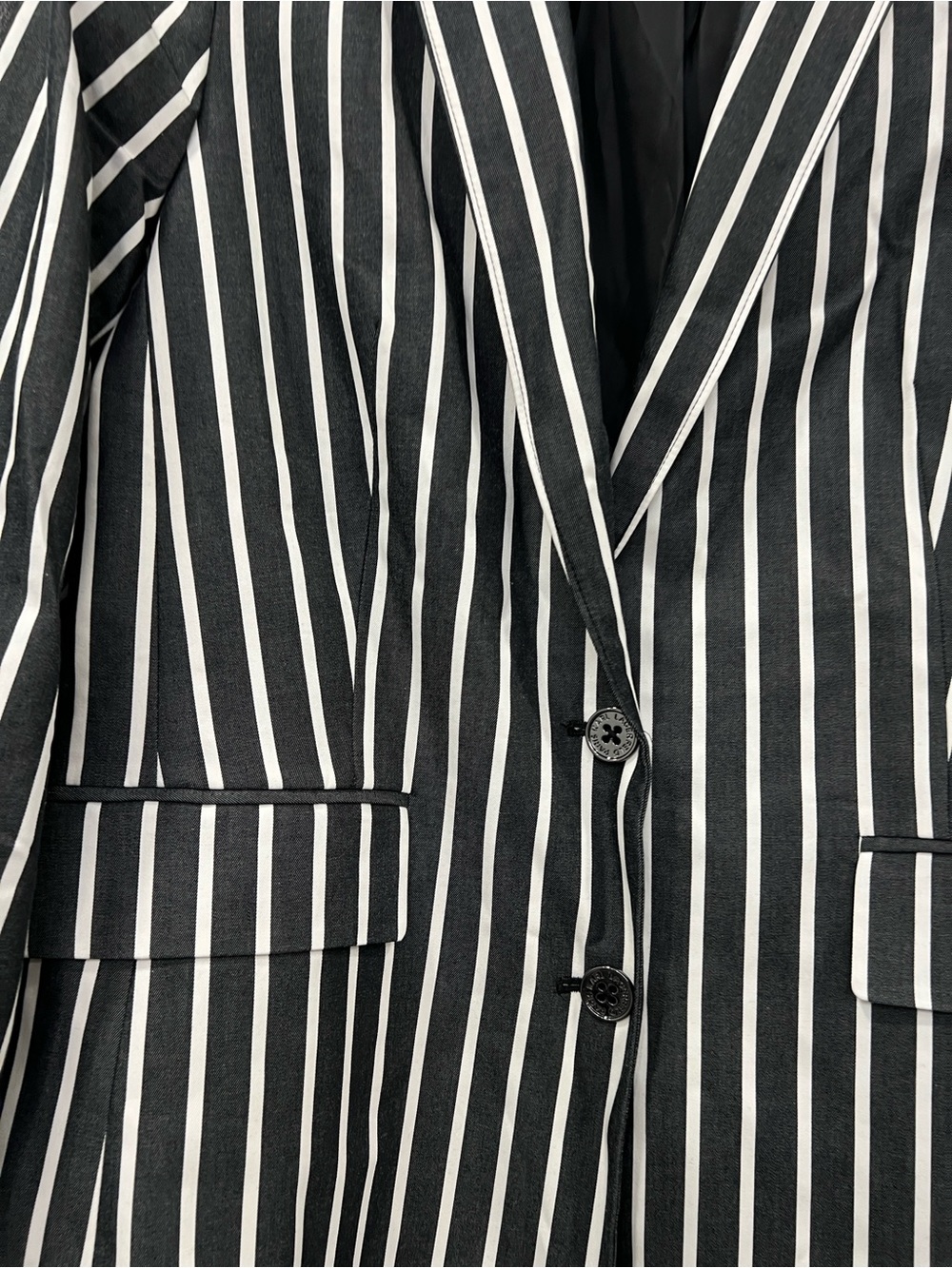 Karl Lagerfeld Black and White Vertical Stripe Blazer - Picture 2 of 4